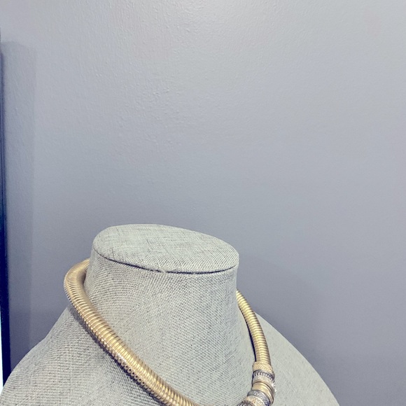 Vintage Gold Tone Snake Chain Chunky Collar Necklace - Picture 6 of 8